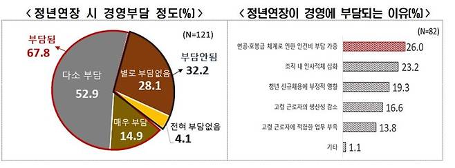 한국경제인협회 '고령자 고용정책에 관한 기업인식 조사' 결과 내용 표. 한국경제인협회 제곻