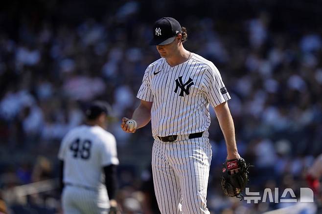 [뉴욕=AP/뉴시스] 메이저리그(MLB) 뉴욕 양키스의 게릿 콜. 2024.09.15