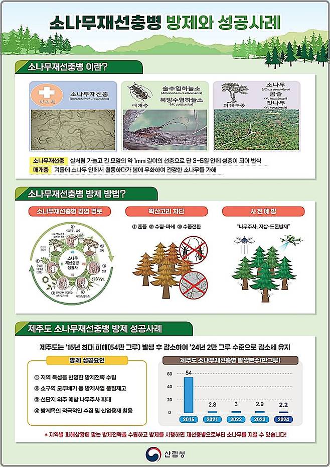 [대전=뉴시스] 소나무재선충병 방제 및 성공사례. (사진=산림청 제공) 2024.11.06. photo@newsis.com *재판매 및 DB 금지