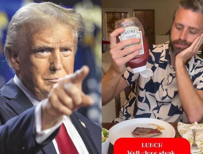 트럼프(왼)와 트럼프 식단을 따라 하는 인스타그램 채널 ‘cookingwithcongress’ 운영자의 모습(왼)/사진=조선일보 DB, cookingwithcongress 캡처