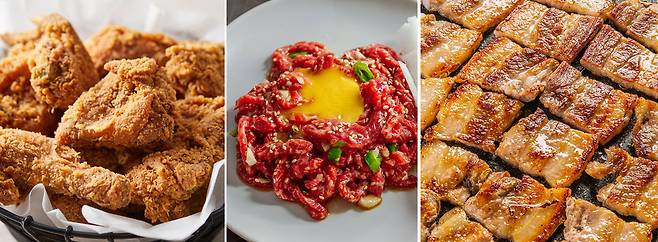 치킨, 육회, 삼겹살이 테이스트아틀라스’가 선정한 ‘외국인이 뽑은 한국 음식 순위' 1, 2, 3위를 각각 차지했다./사진=클립아트코리아