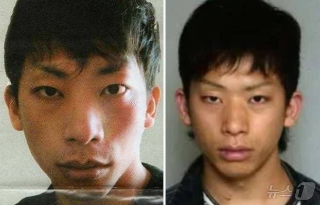 성형 전 이치하시 얼굴, 치켜뜬 눈섭, 유난히 큰 코평수가 눈에 띈다. (SNS 갈무리)