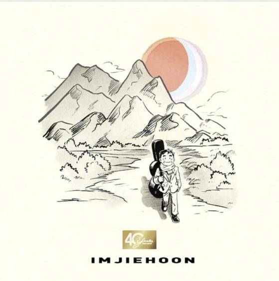 임지훈의 40주년 앨범 ‘크레용’의 표지는 만화 작가인 큰아들 임윤식이 그렸다. 타이틀곡은 둘째 임현식까지 가세한 삼부자의 합창곡 ‘오늘 내가 꽃일 수도 있고’다. [사진 오감엔터]