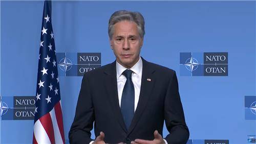 미 국무장관 [나토 중계화면 갈무리. 재판매 및 DB 금지]
