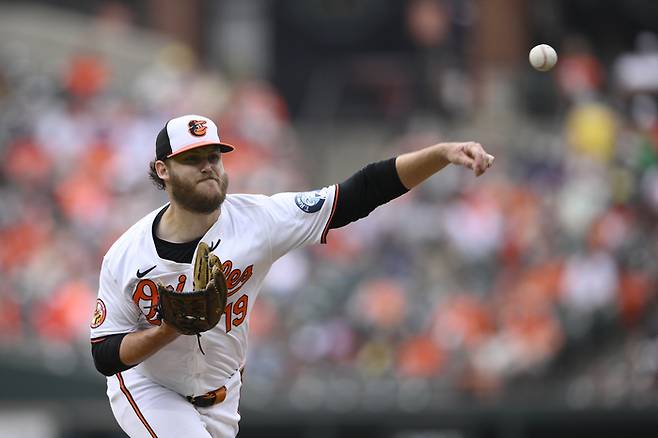 두산이 새 외국인 투수로 영입한 콜 어빈. 사진 | 볼티모어=AP연합뉴스