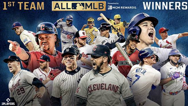 오타니를 비롯한 올시즌을 빛낸 스타들이 올-MLB 팀에 선정됐다. 사진=MLB.com 캡처