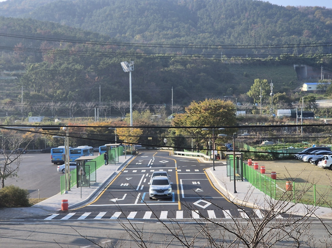 환승시설 정비 완료한 동부산 공영차고지. 부산시 제공