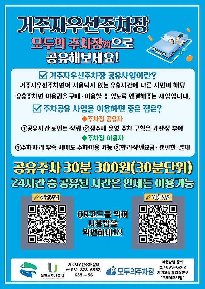 거주자우선 주차장 공유 시범사업 안내문. 의정부시 제공