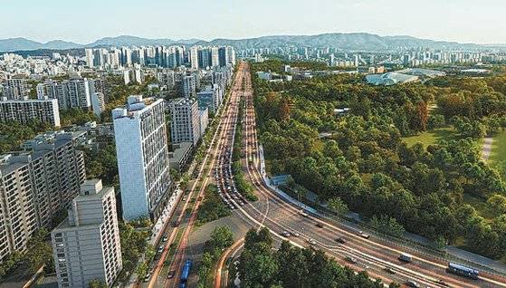 ‘에스아이팰리스 올림픽공원’은 올림픽공원 단지 바로 앞에 지하 3층~지상 16층, 총 58가구 규모로 지어졌다.