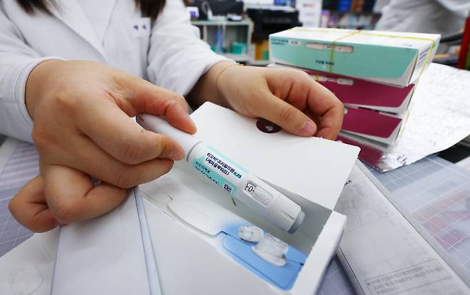 약국에서 판매 중인 비만환자용 의약품 위고비. 연합뉴스