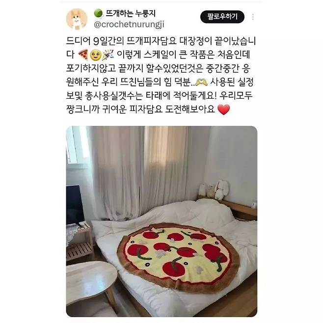 뜨개질고수가 만든 피자담요.jpg