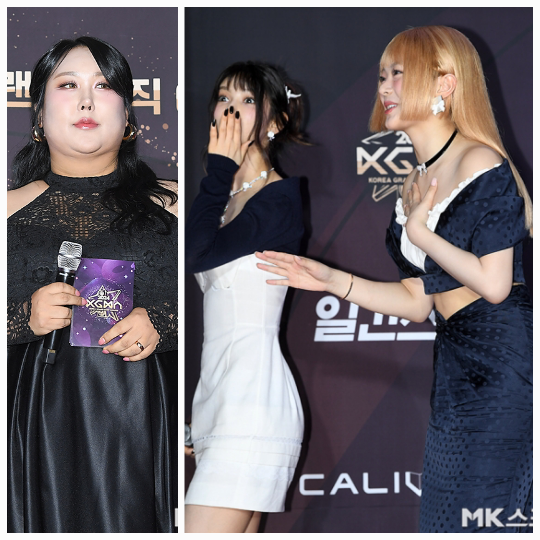 풍자가 블랙 드레스로 뉴진스 다니엘·하니의 가슴을 철렁이게 만들었다.사진=천정환 기자