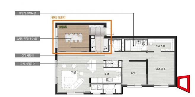 2024 굿디자인 어워드에서 브론즈상을 수상한 롯데건설의 신평면 엔터라운지. 롯데건설 제공