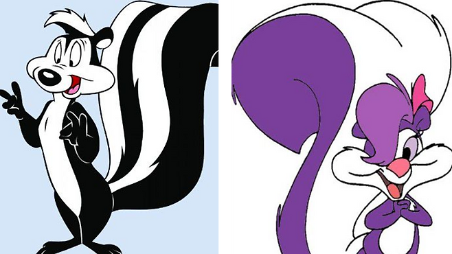 워너브라더스의 만화 시리즈 '만화동산'의 수컷 스컹크 캐릭터 '페페르퓨'(왼쪽)와 '말괄량이 뱁스'의 암컷 스컹크 캐릭터 '피피라퓸'(오른쪽). /Looney Tunes Wiki·Tiny Toon Adventures Wiki