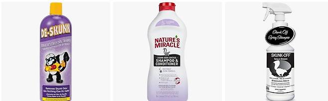 아마존에서 판매하고 있는 스컹크 냄새 제거제들./아마존 홈페이지