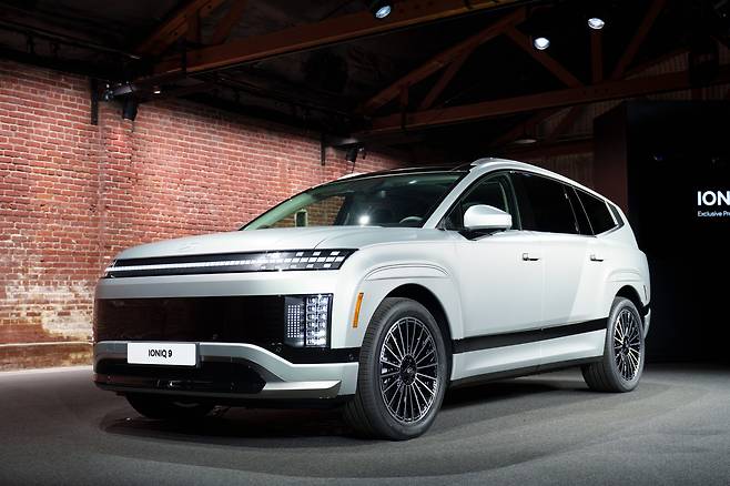 The Hyundai Ioniq 9 during the vehicle's media preview event held in Los Angeles in November [CHO YONG-JUN]