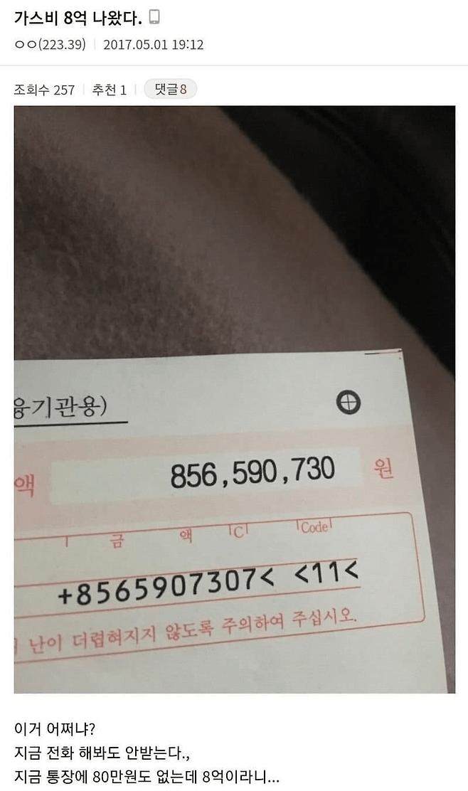 image.png 가스비 8억 나온 디시인 가스비 8억 나온 사람..