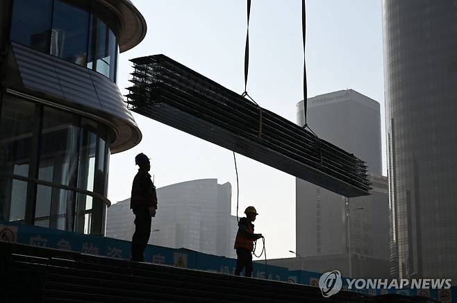 베이징의 건설 노동자들 [AFP 연합뉴스 자료사진]