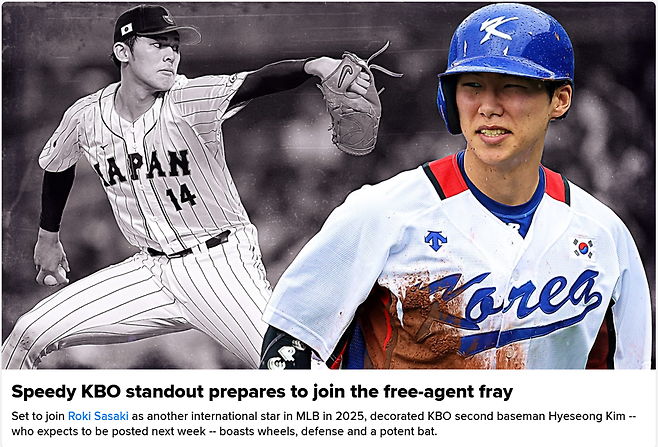 ▲ 김혜성과 사사키 로키를 '주목할 만한 국제 FA'로 소개한 MLB.com