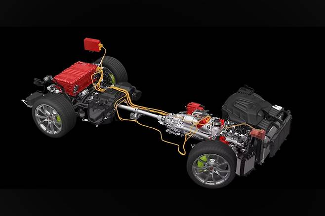 포르쉐 신형 카이엔 터보 E 하이브리드의 하이브리드 시스템