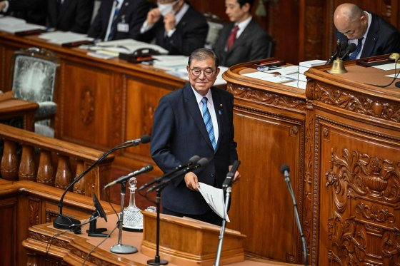 지난달 29일 국회에 참석한 이시바 시게루 일본 총리. AFP=연합뉴스