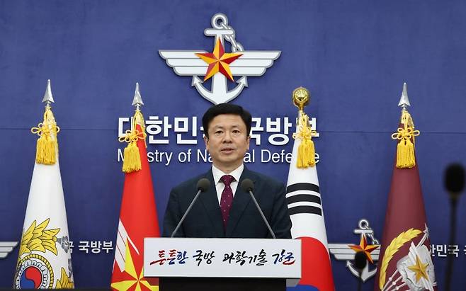 전하규 국방부 대변인이 지난해 8월 28일 서울 용산구 국방부에서 정례 브리핑을 하고 있다. 사진=연합뉴스