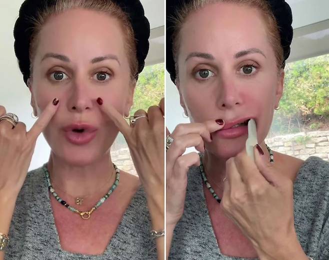 미국 스킨케어 전문가가 필러 없이 팔자주름을 필 수 있는 마사지법을 공개했다./사진=캣 제임스 인스타그램 캡처