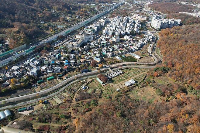 서울 서초구 서리풀 지구(신원동) 일대 모습./연합뉴스