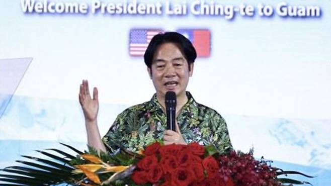 미국령 괌의 교민행사에 참석한 라이칭더 대만 총통 [대만 중앙통신사 캡처]