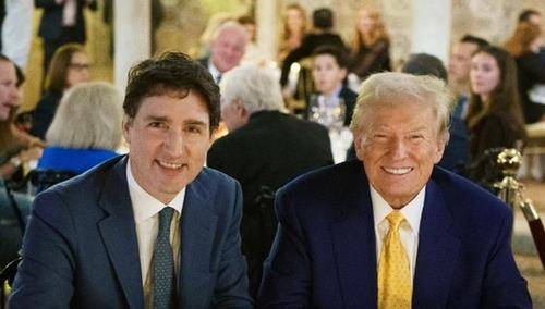 마러라고서 만찬회동한 트럼프-트뤼도(좌) [트뤼도 총리 엑스 계정 캡처.재판매 및 DB금지]