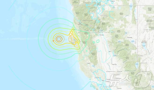 미국 캘리포니아 펀데일 인근 해상에서 5일(현지시간) 규모 7의 지진이 발생했다. (출처=미국 지질조사국 홈페이지) 2024.12.6./뉴스1