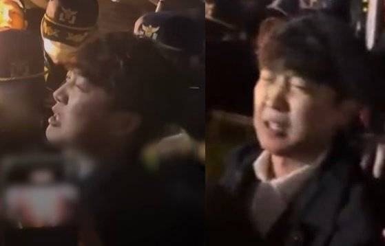 이준석 개혁신당 의원이 지난 3일 비상계엄 선포 이후 국회 출입을 통제당하자 월담을 제안하는 한 남성에게 “시끄러워 인마”라고 답하는 영상이 온라인에서 화제다. [사진출처 = 엑스]