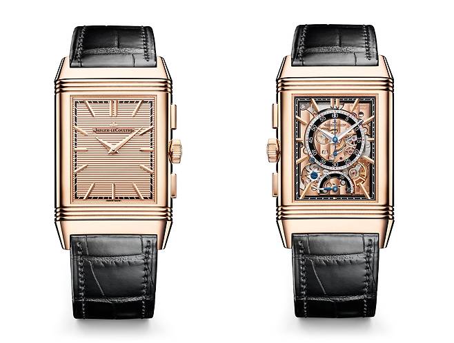 블랙 악어가죽 스트랩을 장착한 모습. 태닝처리한 브라운 송아지 가죽 스트랩과는 다른 느낌을 준다. 예거 르쿨트르측은 스트랩 2개를 모두 제공한다고 밝혔다. [사진 예거 르쿨트르]