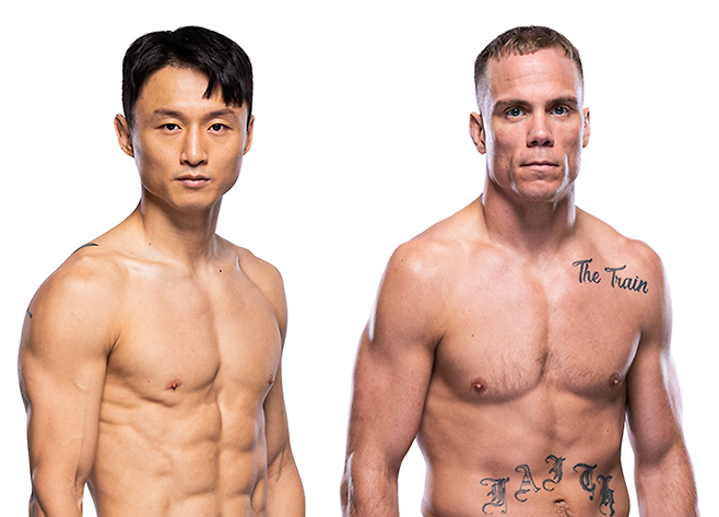 UFC 페더급 공식랭킹 11위 출신 최두호(왼쪽), UFC 비공식 26위 네이트 랜드웨어. 사진=TKO