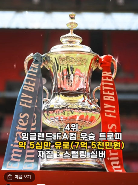 4위.png 전세계에서 가장비싼 축구트로피 순위