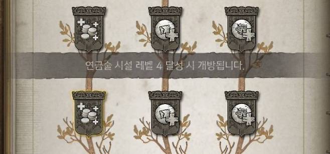 휘장은 연금술 시설 4레벨부터 열린다