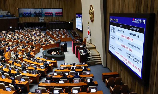 (서울=뉴스1) 안은나 기자 = 최상목 경제부총리가 13일 오후 서울 여의도 국회에서 열린 제419회국회(임시회) 제3차 본회의에서 박수영 국민의힘 의원의 윤석열 대통령 위헌적 비상계엄 선포 내란행위 관련 긴급현안질문에 답하고 있다. 2024.12.13/뉴스1 /사진=뉴스1화상