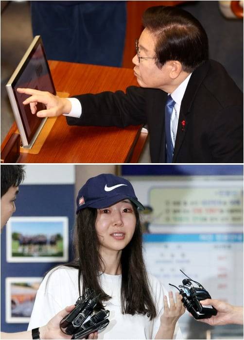 이재명 더불어민주당 대표(윗쪽)와 민희진 전 어도어 대표. /뉴스1