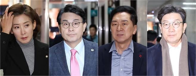 국민의힘의 (왼쪽부터) 나경원, 윤상현, 김기현, 권성동 원내대표 [연합]