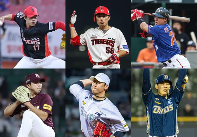 16일 기준 2024 KBO FA 미계약자 6인. 왼쪽 위부터 시계방향으로 임기영, 서건창, 하주석, 김성욱, 이용찬, 문성현. /사진=각 구단 제공