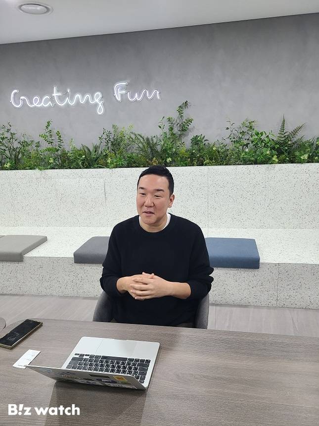 임상범 플레이링스 대표가 성남시 플레이링스 사무실에서 비즈워치와 인터뷰를 진행하고 있다. /사진=비즈워치