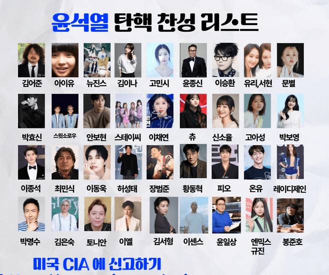 온라인 커뮤니티상에 돌아다니는 '윤석열 탄핵 찬성 리스트'/사진=온라인 캡처