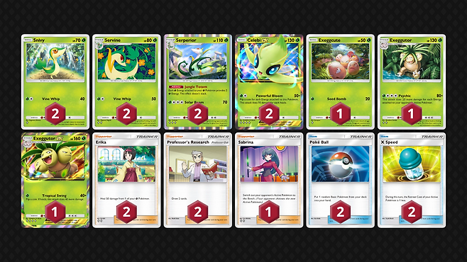 19일 열린 '포켓몬 카드 게임 포켓' 크리스마스 기념 온라인 대회 우승자 'Xatumiko'가 사용한 덱 리스트(출처=리미트리스TCG).