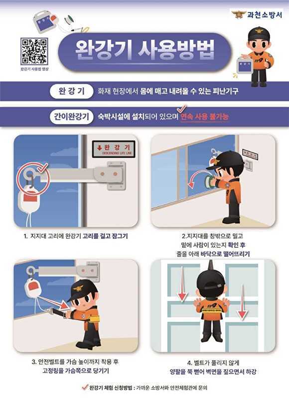 완강기 사용방법 홍보 포스터 [사진=과천소방서]