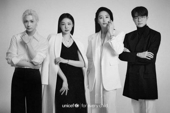 ‘유니세프 팀’ 캠페인에 참여한 필릭스·김연아·김혜수·페이커. 사진 유니세프 한국위원회