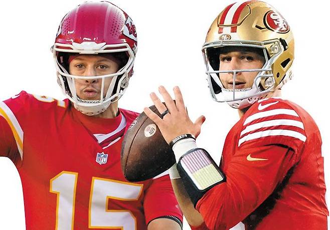 NFL 패트릭 머홈스(왼쪽)와 브록 퍼디. /로이터 뉴스1