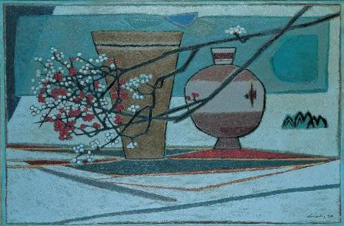 2015년 #209(1971)가 47억 2100만원에 낙찰되기 전까지 경매에 나온 김환기 작품 중 최고가는 ‘꽃과 항아리’(1957). 2007년에 30억 5000만원이었다. 점화보다 그의 항아리 그림이 더 비쌀 때였다. ⓒ환기재단ㆍ환기미술관. 사진 서울옥션