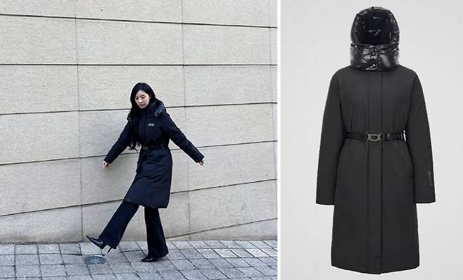 배우 김지원(왼쪽)이 듀베티카의 ‘코르티나’를 착용한 모습. (사진=김지원 SNS·듀베티카)