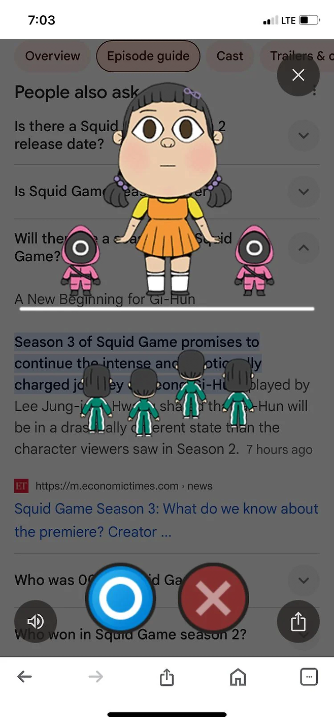 image.png 지금 구글에 squid game 이라고 치면, 무궁화꽃이 피었습니다 게임 할 수 있는 이스터 에그 나옴