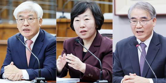 헌법재판관 후보자인 마은혁ㆍ정계선ㆍ조한창 후보자.(왼쪽부터) 연합뉴스
